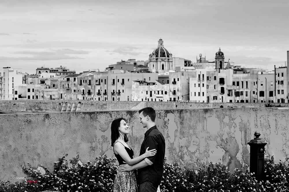 Trapani Black and white engagement photo shoot