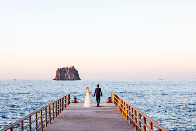 Photos of newlyweds in Stromboli for wedding
