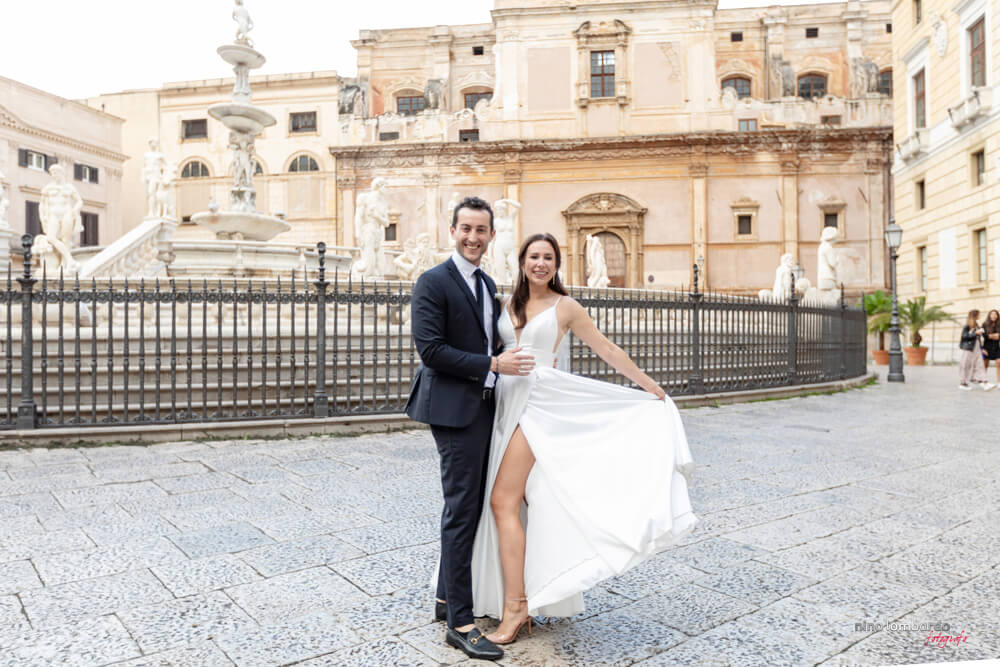 Bride and Groom in Palermo for Destination Wedding in Italy from Poland